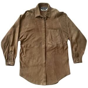 Vintage Bergdorf Goodman Baldanza Western 100% Suede Button Up Shirt Size Medium